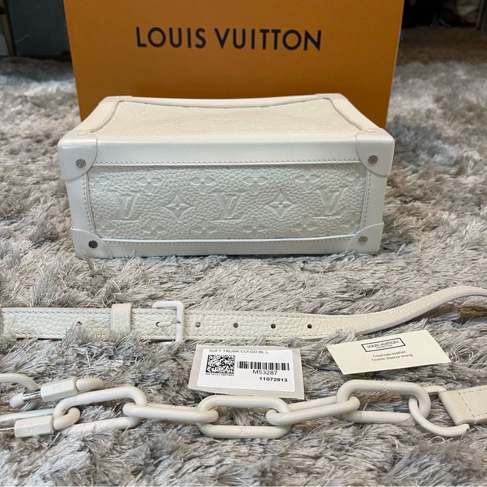 Louis Vuitton Virgil Abloh Crossbody Matte White Soft Trunk w/ Chain M53287 SS19 - Picture 10 of 15